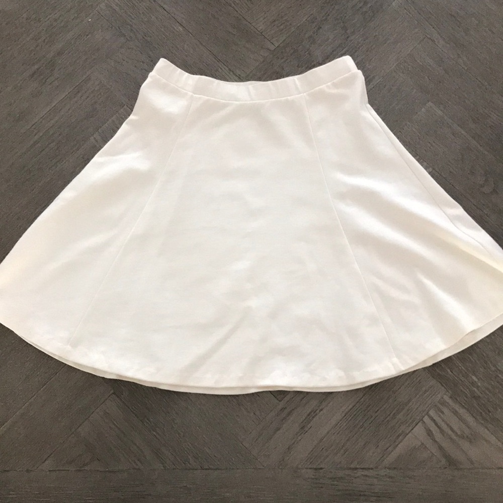 High Waisted White Flared Skater Skirt